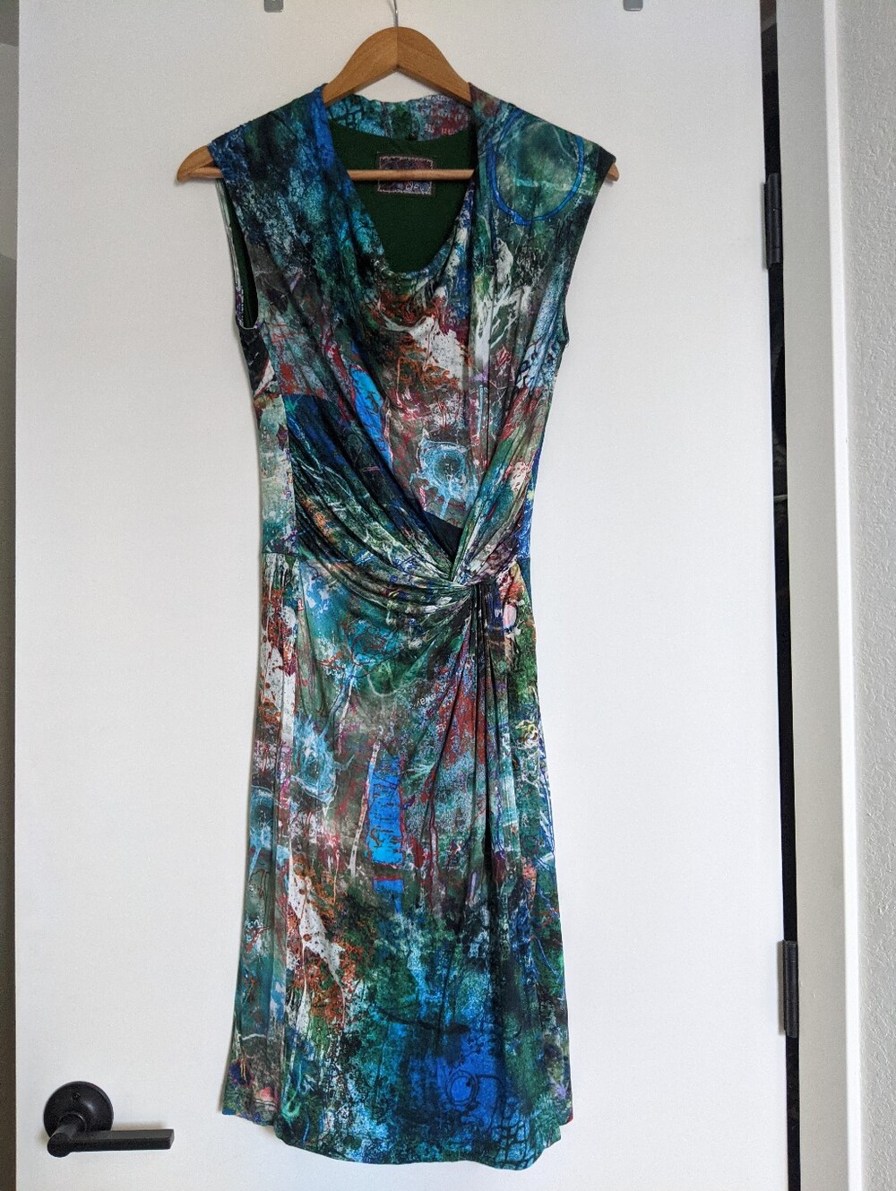 DESIGUAL Sleeveless Abstract Print Green-Blue Knot Dress